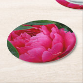 Bashful Pink Peony Runder Pappuntersetzer (Angewinkelt)