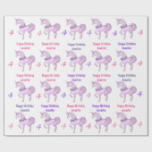 Bashful Unicoralize Name Age Pink Stars Geschenkpapier (Flach)