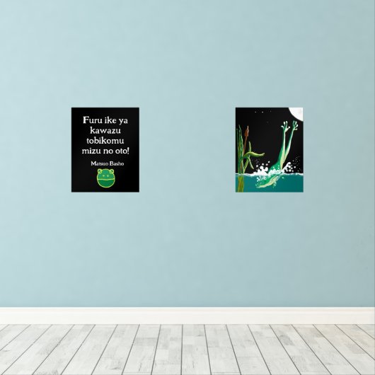 Basho's Frog Haiku Bilderwand Sets (Holzboden)