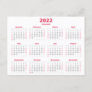 Basic 2022 Monthly Calendar Postkarte