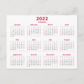 Basic 2022 Monthly Calendar Postkarte (Vorderseite)