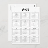 Basic 2023 Monatlicher Kalender Postkarte (Vorne/Hinten)