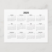Basic 2025 Monthly Calendar Postkarte (Vorderseite)