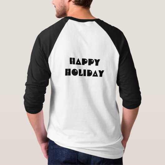 Basic 3/4 Sleeve Raglan Happy Holidays Männer/Jung T-Shirt (Rückseite)