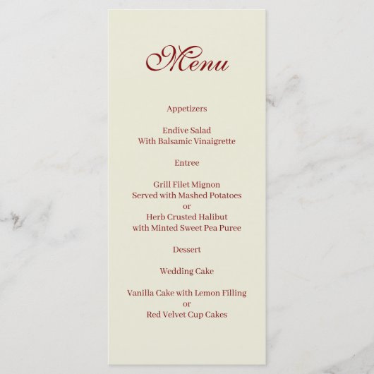 Basic and Elegant beige and burgundy Menu Menükarte (Vorderseite)