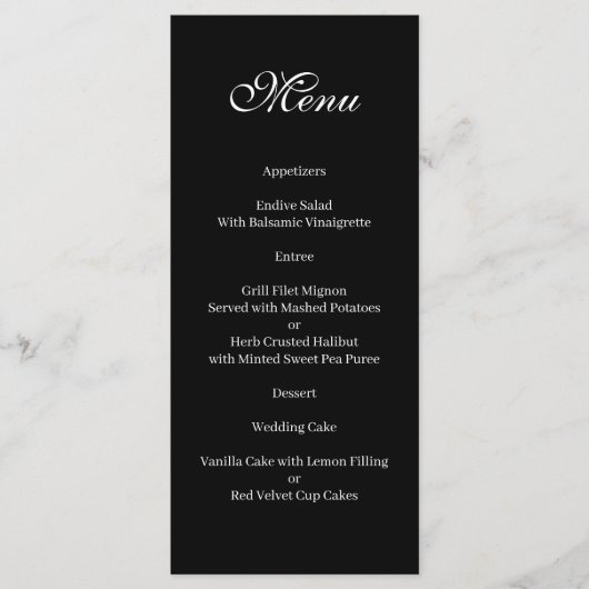 Basic and Elegant black and white Menu Menükarte (Vorderseite)