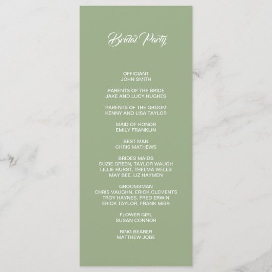 Basic and Elegant double side program card  Programm (Rückseite)