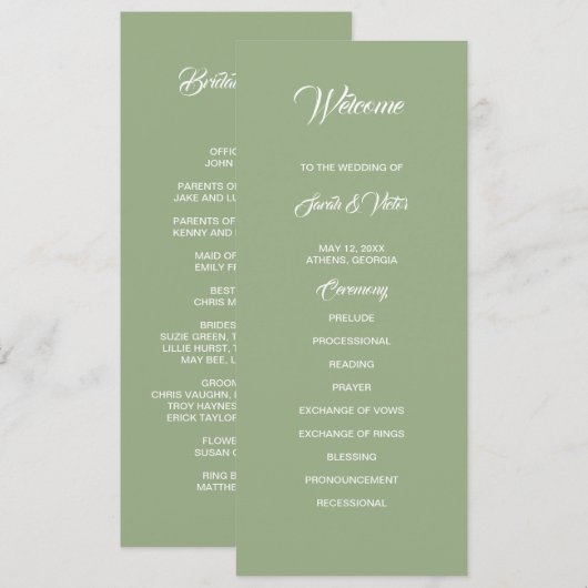 Basic and Elegant double side program card  Programm (Vorne/Hinten)