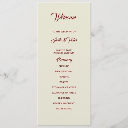 Basic and Elegant double side program card  Programm (Vorderseite)