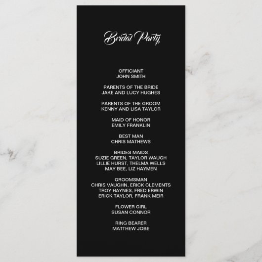 Basic and Elegant double side program card  Programm (Rückseite)