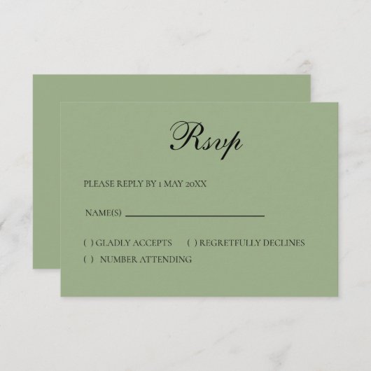 Basic and Elegant RSVP card (Vorne/Hinten)
