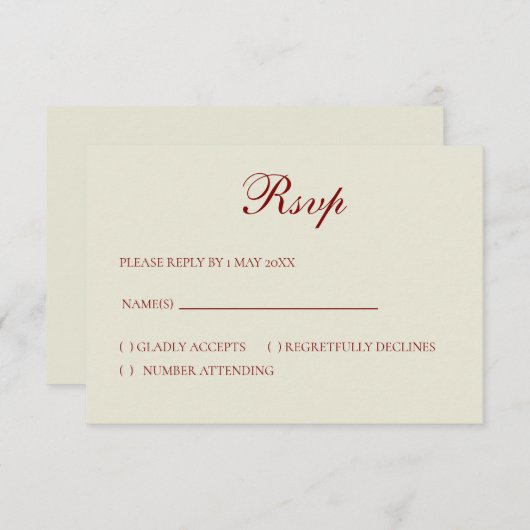 Basic and Elegant RSVP card (Vorne/Hinten)