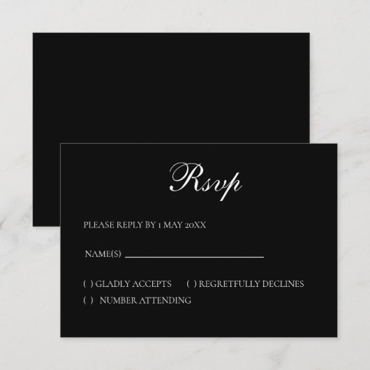 Basic and Elegant RSVP card Karte (Vorne/Hinten)