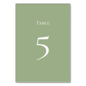 Basic and Elegant Sage Green Table number Card Tischnummer (Rückseite)