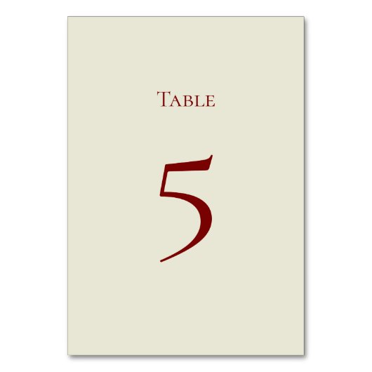 Basic and Elegant Table Number Card Tischnummer (Vorderseite)