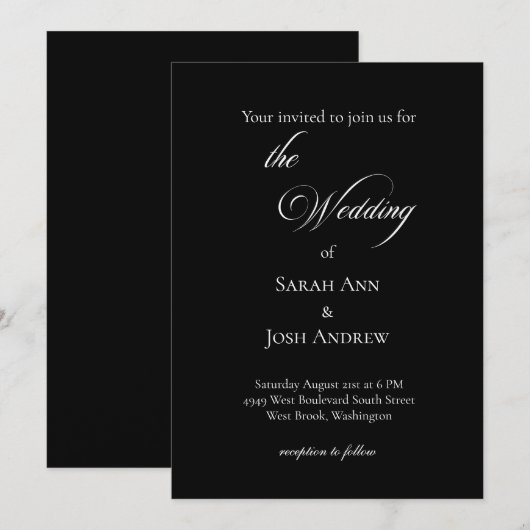 Basic and Elegent Wedding Invitation Einladung (Vorne/Hinten)