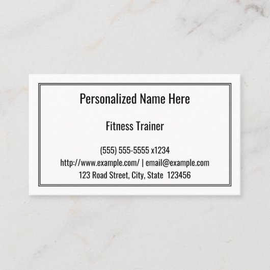 Basic and Simple Fitness Trainer Business Card Visitenkarte (Vorderseite)