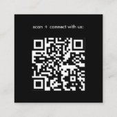 Basic Black Business Logo QR Code  Quadratische Visitenkarte (Rückseite)