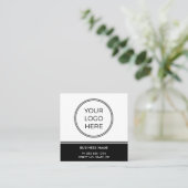 Basic Black Business Logo QR Code Quadratische Visitenkarte (Stehend Vorderseite)