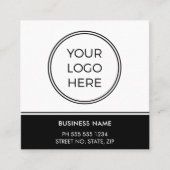 Basic Black Business Logo QR Code  Quadratische Visitenkarte (Vorderseite)