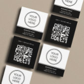 Basic Black Business Logo QR-Code Quadratische Visitenkarte