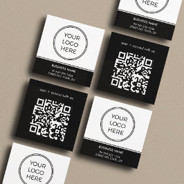 Basic Black Business Logo QR-Code Quadratische Visitenkarte