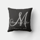 Basic Black Fabulous Wedding Monogram Grosser Wert Kissen (Rückseite)
