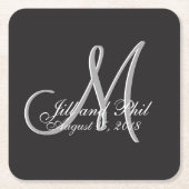 Basic Black Fabulous Wedding Monogram Grosser Wert Rechteckiger Pappuntersetzer (Vorderseite)