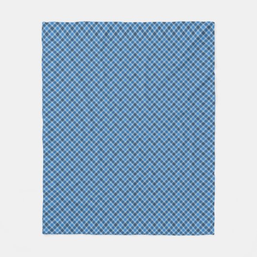 Basic Blue/Baby Blue Gingham Diagonal Plaid Fleecedecke (Vorderseite)