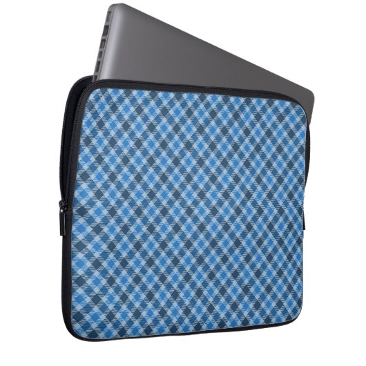 Basic Blue/Baby Blue Gingham Diagonal Plaid Laptopschutzhülle (Vorne Rechts)