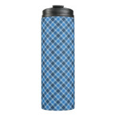 Basic Blue/Baby Blue Gingham Diagonal Plaid Thermosbecher (Vorderseite)