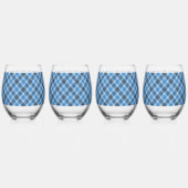 Basic Blue/Baby Blue Gingham Diagonal Plaid Weinglas Ohne Stiel (Hinten)