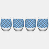 Basic Blue/Baby Blue Gingham Diagonal Plaid Weinglas Ohne Stiel (Links)