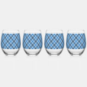 Basic Blue/Baby Blue Gingham Diagonal Plaid Weinglas Ohne Stiel (Rechts)