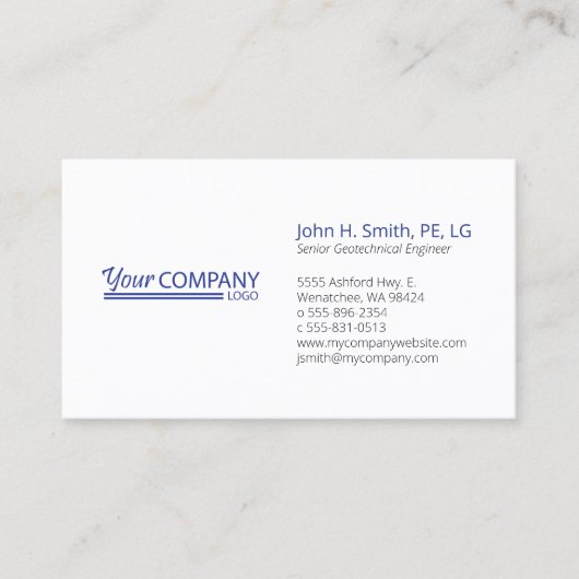 Basic Blue Logo Business Card Visitenkarte (Vorderseite)