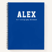 Basic Blue Personalisiert Kindergarten Calligraphy Notizblock (Vorderseite)