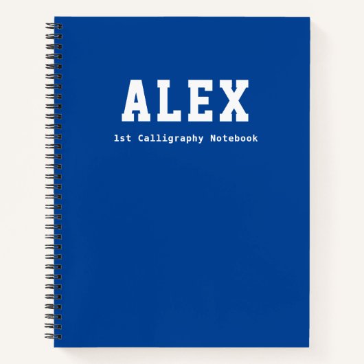 Basic Blue Personalisiert Kindergarten Calligraphy Notizblock (Vorderseite)