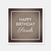 Basic Brown White Happy Birthday Serviette (Vorderseite)