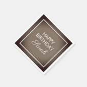 Basic Brown White Happy Birthday Serviette (Ecke)