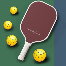 Basic Elegant Dark Rose Monogram Pickleball Schläger