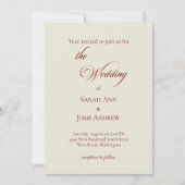 Basic & Elegant wedding Invitation beige Einladung (Vorderseite)