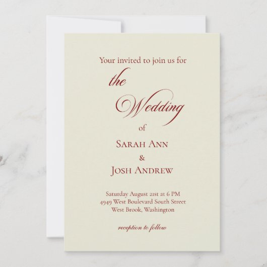 Basic & Elegant wedding Invitation beige Einladung (Vorderseite)