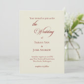 Basic & Elegant wedding Invitation beige Einladung (Stehend Vorderseite)