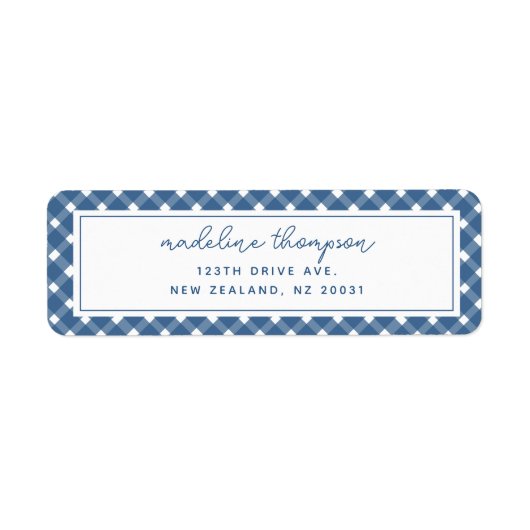 Basic Gingham Light Navy Blue Address Label (Vorne)