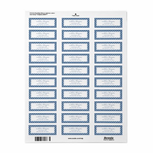 Basic Gingham Light Navy Blue Address Label (Vorne)