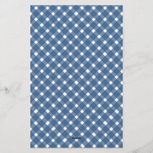 Basic Gingham Light Navy Blue Border Notepad Briefpapier (Rückseite)