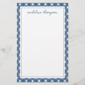 Basic Gingham Light Navy Blue Border Notepad Briefpapier (Vorderseite)