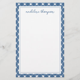 Basic Gingham Light Navy Blue Border Notepad Briefpapier