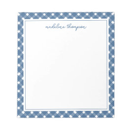 Basic Gingham Light Navy Blue Border Notepad Notizblock