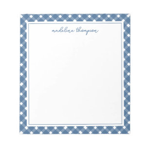 Basic Gingham Light Navy Blue Border Notepad Notizblock